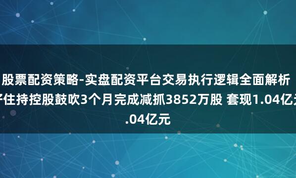 股票配资策略-实盘配资平台交易执行逻辑全面解析 好住持控股鼓吹3个月完成减抓3852万股 套现1.04亿元